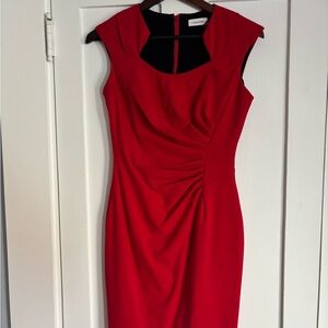 Calvin Klein Bold Red Midi Dress